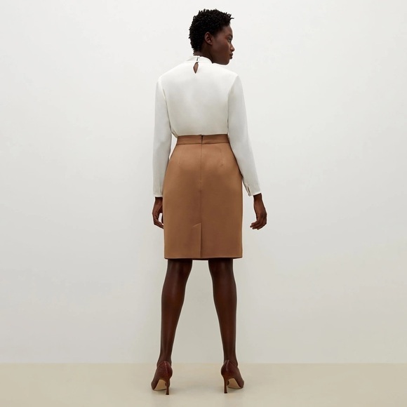 M.M. Lafleur The Remy Skirt Washable Wool Twill Tan - Picture 3 of 10